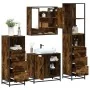 Set de muebles baño 4 pzas madera contrachapada roble ahumado de , Muebles de baño - Ref: Foro24-3301297, Precio: 314,06 €, D...