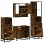 Set de muebles baño 4 pzas madera contrachapada roble ahumado de , Muebles de baño - Ref: Foro24-3301297, Precio: 314,06 €, D...