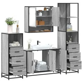Set de muebles de baño 4 pzas madera contrachapada gris sonoma von , Badezimmermöbel - Ref: Foro24-3301283, Preis: 356,61 €, ...