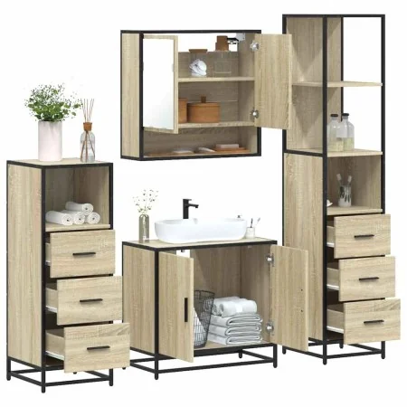 Juego de muebles de baño 4 pzas contrachapada roble sonoma by , Bathroom furniture - Ref: Foro24-3301276, Price: 311,13 €, Di...