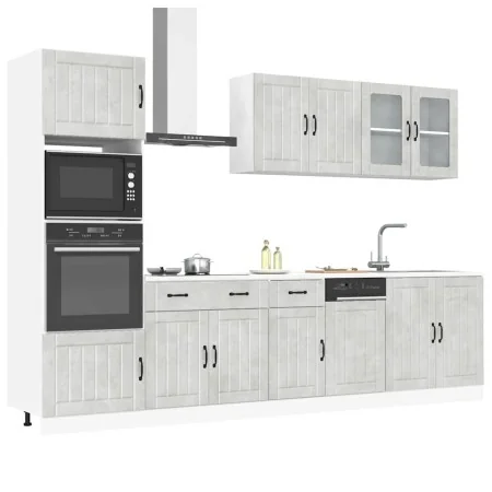 Mueble cocina Kalmar gris hormigón 7 pzas madera contrachapada by , Kitchen cabinets - Ref: Foro24-3314745, Price: 623,05 €, ...