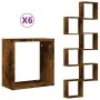 Estantes cubo de pared 6 unidades roble ahumado 30x15x30 cm de , Estantes y estanterías - Ref: Foro24-815881, Precio: 45,53 €...