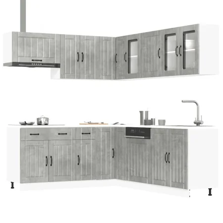 Mueble cocina Lucca gris hormigón 11 pzas madera contrachapada von , Küchenschränke - Ref: Foro24-3314925, Preis: 720,36 €, R...