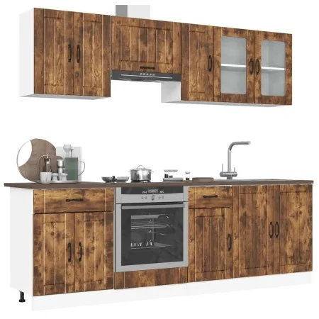 Mueble cocina Kalmar roble ahumado 8 pzas madera contrachapada by , Kitchen cabinets - Ref: Foro24-3314836, Price: 542,91 €, ...