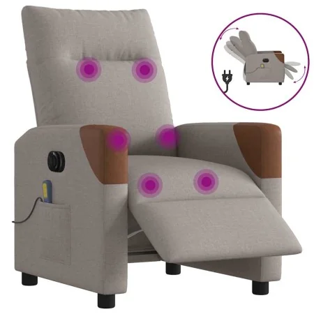 Sillón reclinable de masaje eléctrico tela gris taupe de , Sillones - Ref: Foro24-3324003, Precio: 267,98 €, Descuento: %