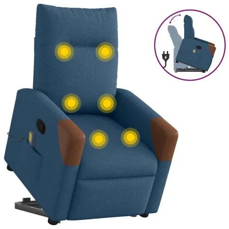 Sillón reclinable de masaje elevable tela azul by , Armchairs - Ref: Foro24-3324020, Price: 301,79 €, Discount: %