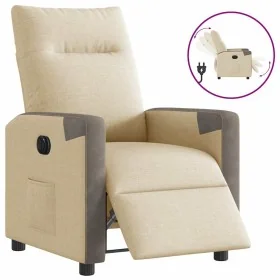 Sillón reclinable eléctrico de tela crema de , Sillones - Ref: Foro24-3324083, Precio: 240,97 €, Descuento: %