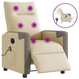 Sillón reclinable de masaje eléctrico tela color crema by , Armchairs - Ref: Foro24-3324088, Price: 254,72 €, Discount: %