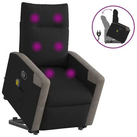 Sillón reclinable de masaje elevable tela negro by , Armchairs - Ref: Foro24-3324097, Price: 287,48 €, Discount: %