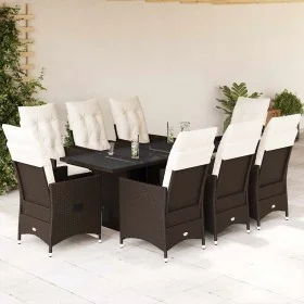 Set comedor para jardín 9 pzas y cojines ratán sintético marrón by , Garden sets - Ref: Foro24-3276778, Price: 1,00 €, Discou...