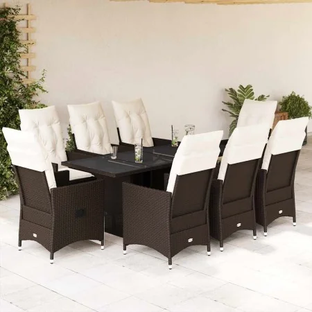 Set comedor para jardín 9 pzas y cojines ratán sintético marrón by , Garden sets - Ref: Foro24-3276778, Price: 1,00 €, Discou...