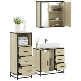 Set de muebles de baño 3 pzas madera contrachapada roble Sonoma von , Badezimmermöbel - Ref: Foro24-3301016, Preis: 238,66 €,...