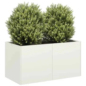 Jardinera de acero laminado en frío blanco 80x40x40 cm by , Pots and planters - Ref: Foro24-860669, Price: 77,37 €, Discount: %