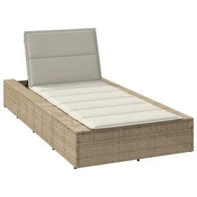 Tumbona con cojín flotante ratán sintético beige de , Tumbonas - Ref: Foro24-4104206, Precio: 244,08 €, Descuento: %