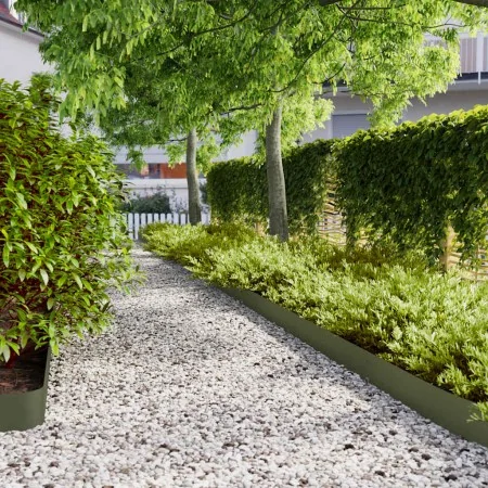 Bordes césped 50 uds acero laminado frío verde oliva 15x103 cm de , Ribetes y bordes para jardín - Ref: Foro24-860151, Precio...