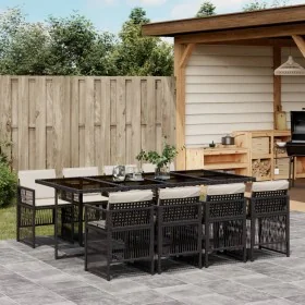 Set de comedor de jardín 9 pzas y cojines ratán sintético negro von , Gartensets - Ref: Foro24-3210918, Preis: 601,75 €, Raba...