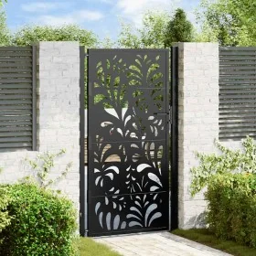 Puerta de jardín diseño ondulado de acero negro 105x180 cm by , garden gates - Ref: Foro24-4100972, Price: 267,25 €, Discount: %