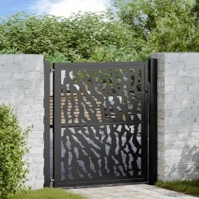 Puerta de jardín negra con diseño de carril de acero 105x106 cm von , Gartentore - Ref: Foro24-4100979, Preis: 160,86 €, Raba...