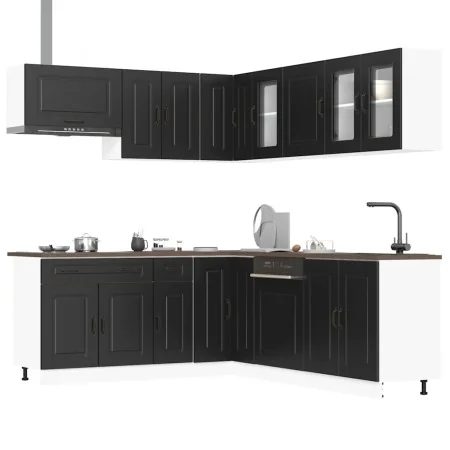 Mueble de cocina Kalmar negra 11 piezas madera contrachapada by , Kitchen cabinets - Ref: Foro24-3314912, Price: 731,41 €, Di...