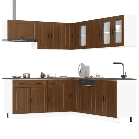 Mueble cocina Porto roble marrón 11 pzas madera contrachapada by , Kitchen cabinets - Ref: Foro24-3314938, Price: 710,65 €, D...