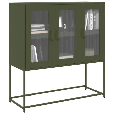 Aparador de acero laminado en frío verde oliva 100,5x39x107 cm by , Sideboards - Ref: Foro24-853408, Price: 133,68 €, Discoun...