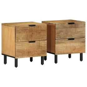 Mesitas de noche 2 uds madera maciza de mango marrón 40x33x46cm by , Nightstands - Ref: Foro24-4017719, Price: 151,14 €, Disc...