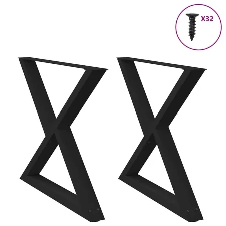 Patas para mesa de comedor 2 uds acero negro 90x(72-73,3) cm by , Table legs - Ref: Foro24-4012732, Price: 129,77 €, Discount: %