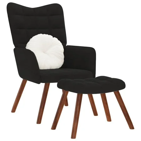 Sillón de relax con reposapiés terciopelo negro de , Sillones - Ref: Foro24-4016827, Precio: 103,59 €, Descuento: %