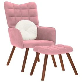 Sillón de relax con reposapiés terciopelo rosa by , Armchairs - Ref: Foro24-4016825, Price: 152,02 €, Discount: %