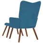 Sillón de relax con reposapiés terciopelo azul de , Sillones - Ref: Foro24-4016831, Precio: 122,34 €, Descuento: %