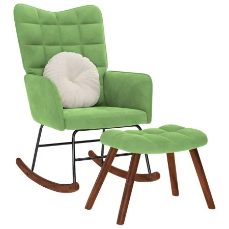 Mecedora con taburete de terciopelo verde claro by , Rocking chairs - Ref: Foro24-4016846, Price: 137,64 €, Discount: %