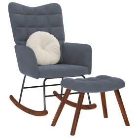 Mecedora con taburete de terciopelo gris oscuro de , Mecedoras - Ref: Foro24-4016844, Precio: 139,39 €, Descuento: %