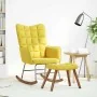 Mecedora con taburete de terciopelo amarillo de , Mecedoras - Ref: Foro24-4016850, Precio: 112,24 €, Descuento: %