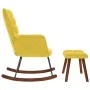 Mecedora con taburete de terciopelo amarillo de , Mecedoras - Ref: Foro24-4016850, Precio: 112,24 €, Descuento: %