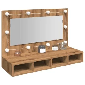 Mueble con espejo y LED roble artesanal 90x31,5x62 cm by , bathroom vanities - Ref: Foro24-857006, Price: 79,01 €, Discount: %