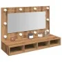 Mueble con espejo y LED roble artesanal 90x31,5x62 cm by , bathroom vanities - Ref: Foro24-857006, Price: 79,01 €, Discount: %