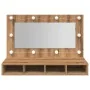 Mueble con espejo y LED roble artesanal 90x31,5x62 cm by , bathroom vanities - Ref: Foro24-857006, Price: 79,01 €, Discount: %