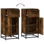 Aparador madera ingeniería y metal roble ahumado 35,5x35x76 cm by , Sideboards - Ref: Foro24-848961, Price: 67,61 €, Discount: %