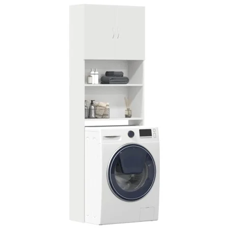 Armario de lavadora madera ingeniería blanco 64x24x190 cm by , Accessories for washing machines and dryers - Ref: Foro24-8591...