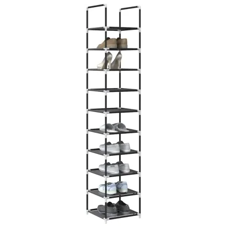 Zapatero 10 niveles negro 33x33x174 cm tejido no tejido by , Shoe racks and shoe organizers - Ref: Foro24-4100615, Price: 25,...