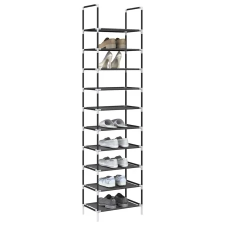 Zapatero 10 niveles negro 44x28x180 cm tejido no tejido by , Shoe racks and shoe organizers - Ref: Foro24-4100620, Price: 22,...
