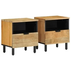 Mesitas de noche 2 uds madera maciza de mango marrón 40x33x46cm by , Nightstands - Ref: Foro24-4017727, Price: 109,84 €, Disc...