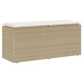 Banco de jardín con cojín ratán sintético beige 110x40x44 cm by , garden benches - Ref: Foro24-4104149, Price: 104,23 €, Disc...