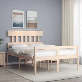 Bed for seniors with solid wood headboard 140x190cm by vidaXL, Beds and slatted bases - Ref: Foro24-3195396, Price: 152,52 €,...