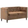 Sofá Chesterfield de 2 plazas tapizado tela aspecto ante marrón by , Sofas - Ref: Foro24-247156, Price: 354,20 €, Discount: %