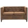 Sofá Chesterfield de 2 plazas tapizado tela aspecto ante marrón by , Sofas - Ref: Foro24-247156, Price: 354,20 €, Discount: %