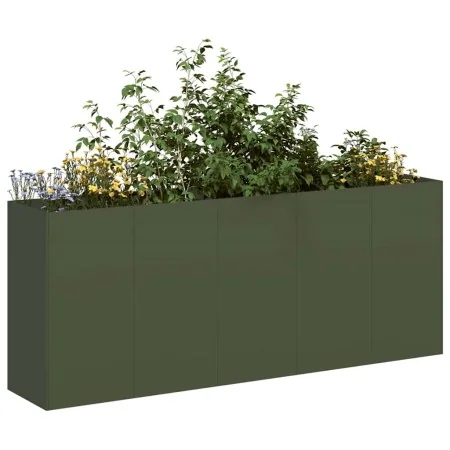 Jardinera de acero laminado en frío verde oliva 200x40x80 cm by , Pots and planters - Ref: Foro24-860727, Price: 200,80 €, Di...