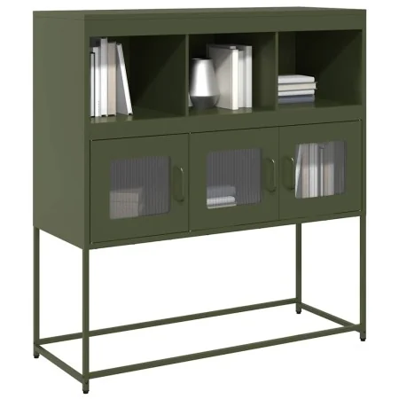 Aparador de acero laminado en frío verde oliva 100,5x39x107 cm de , Aparadores - Ref: Foro24-853420, Precio: 120,10 €, Descue...