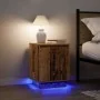 Mesilla de noche con luces LED madera vieja 38x34x50 cm de , Mesitas de noche - Ref: Foro24-861279, Precio: 46,89 €, Descuent...