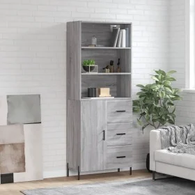 Aparador alto madera contrachapada gris sonoma 69,5x34x180 cm by , Sideboards - Ref: Foro24-3189459, Price: 163,64 €, Discoun...